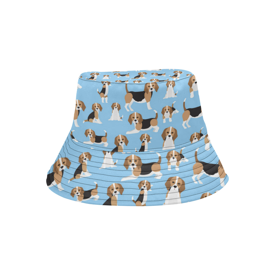 Beagle dog blue background pattern Unisex Bucket Hat