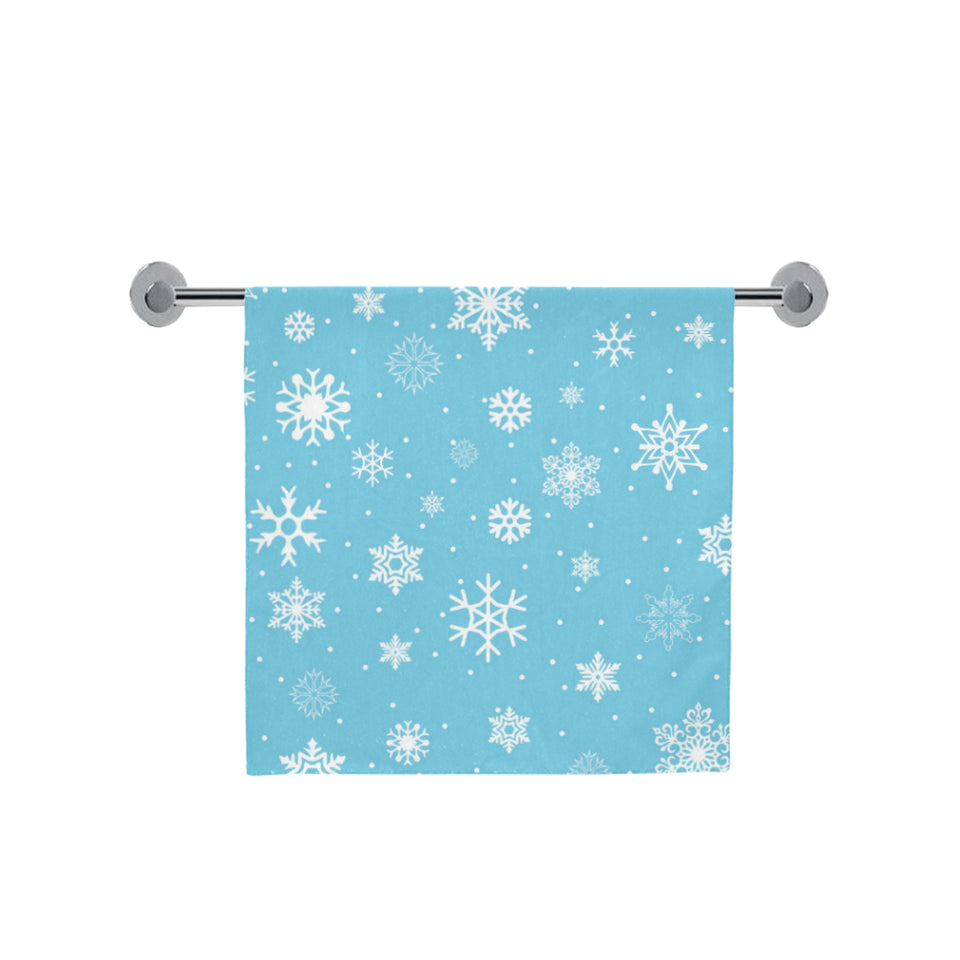 Snowflake pattern blue background Bath Towel