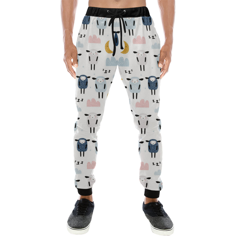 Cute sleeping sheep moon cloud pattern Unisex Casual Sweatpants