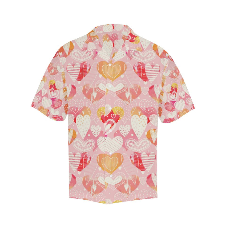 Hand drawn heart design pattern Men's All Over Print Hawaiian Shirt