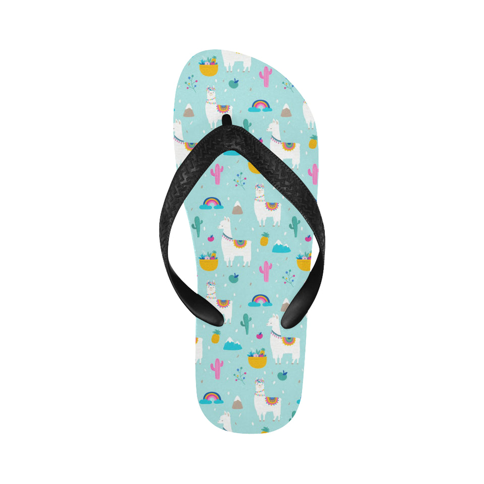 Llama alpaca cactus leaves pattern Unisex Flip Flops