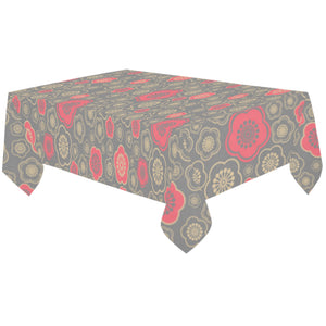 Red gold Sakura cherry blossom gray background Tablecloth