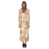 Various cookie pattern V-Neck Open Fork Long Dress