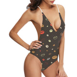 Coffee bean leave pattern Women's One-Piece Swimsuit