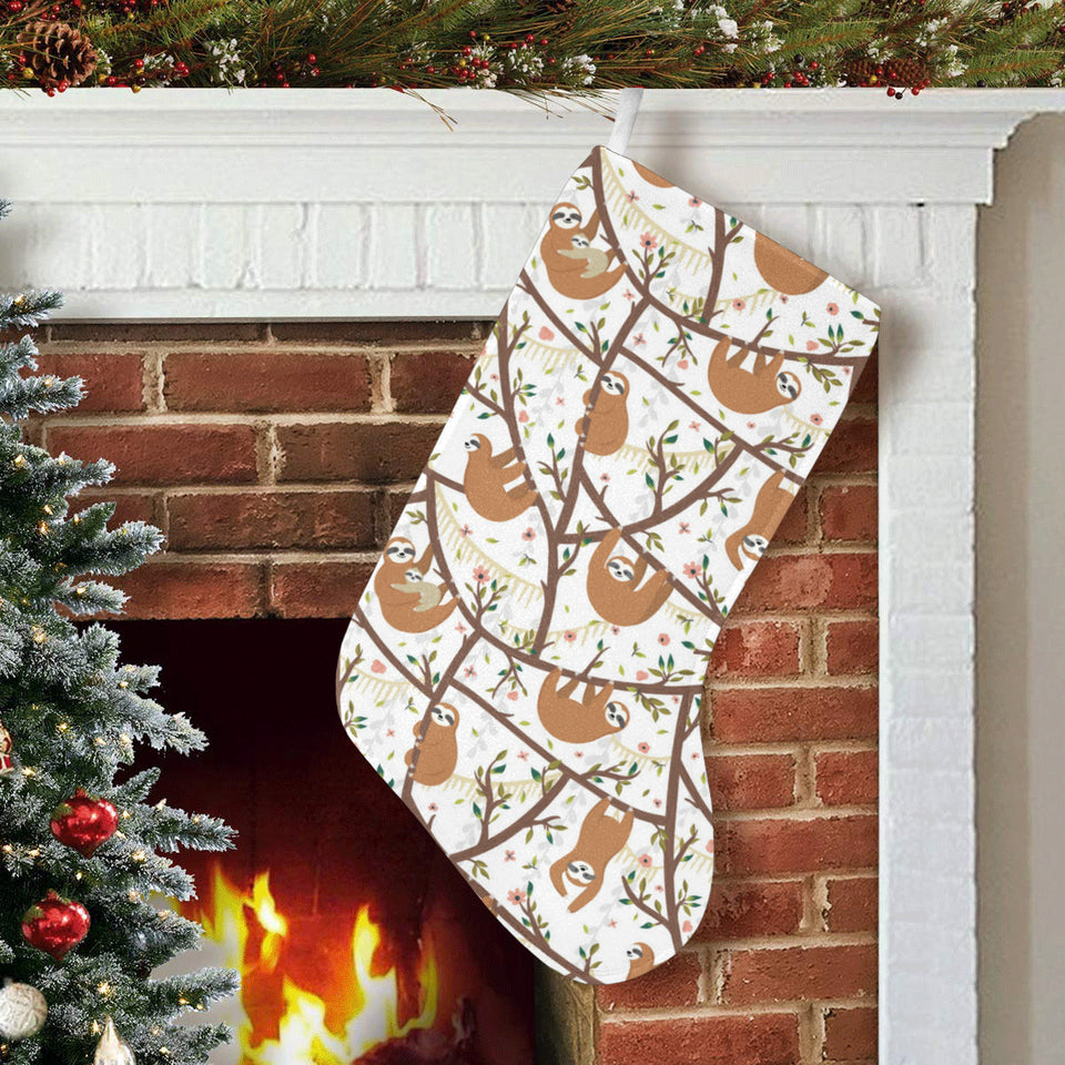 Sloths hanging on the tree pattern Christmas Stocking