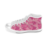 Beautiful dragonfly pink background Men's High Top Canvas Shoes White