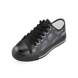 sushi pattern black background Women's Low Top Canvas Shoes Black