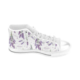 lavender flower design pattern Men's High Top Canvas Shoes White
