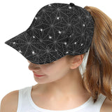 Spider web design pattern Black background white c All Over Print Snapback Cap