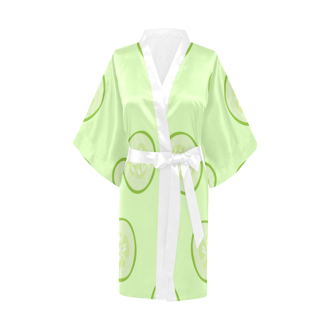 Cucumber pattern Women's Short Kimono Robe