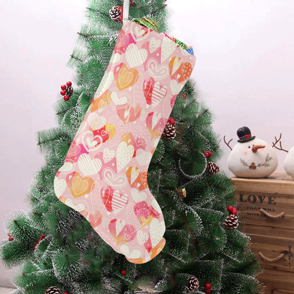 Hand drawn heart design pattern Christmas Stocking