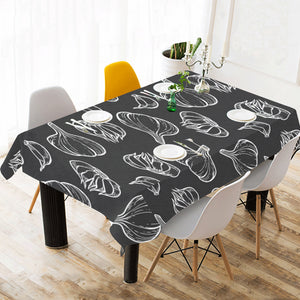 Garlic pattern black background Tablecloth
