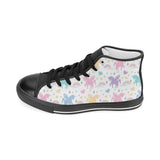 colorful unicorn rainbow heart pattern Women's High Top Canvas Shoes Black