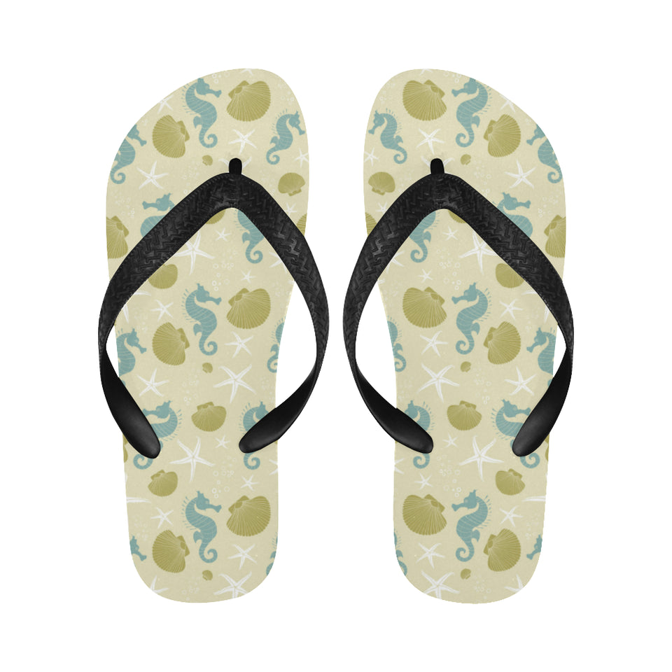Seahorse shell starfish pattern background Unisex Flip Flops