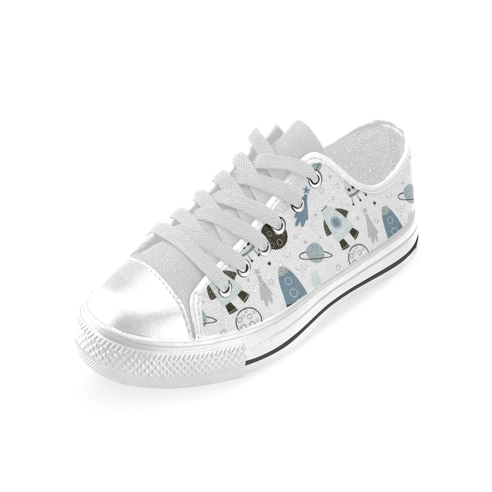Hand drawn space elements space rocket star planet Men's Low Top Shoes White