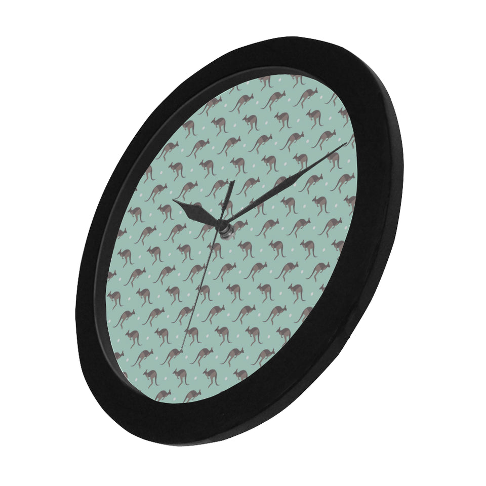 Kangaroo pattern background Elegant Black Wall Clock