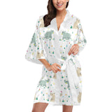 Cute Rhino pattern Women's Short Kimono Robe