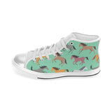 Colorful horses pattern Women's High Top Canvas Shoes White