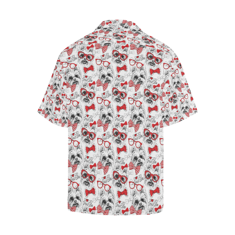 Yorkshire Terrier Pattern Print Design 04 Men's All Over Print Hawaiian Shirt (Model T58)