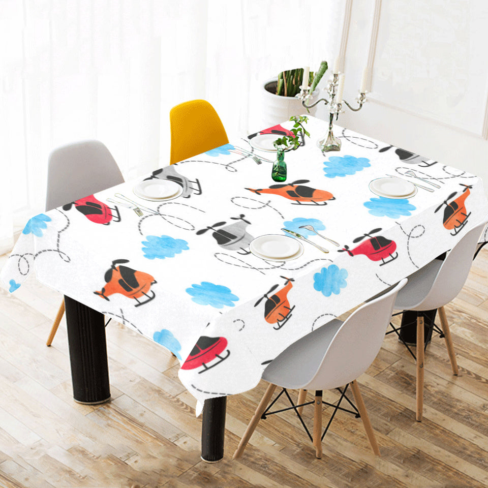 Watercolor helicopter cloud pattern Tablecloth