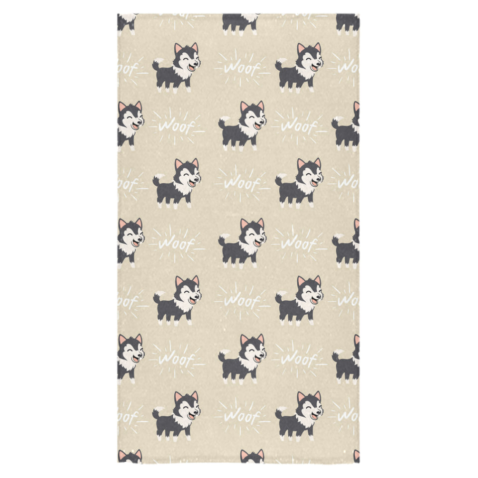 Cute Siberian Husky Bath Towel