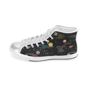space pattern Women's High Top Canvas Shoes White