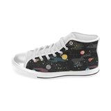 space pattern Women's High Top Canvas Shoes White