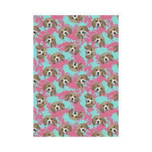 Beagle muzzles turquoise paint splashes pink patte House Flag Garden Flag