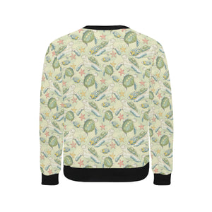 Hand drawn sea turtle fish pattern Men's Crew Neck Sweatshirt