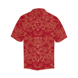 Gold dragons red background Men's All Over Print Hawaiian Shirt