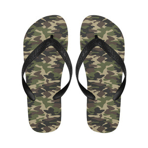 Dark Green camouflage pattern Unisex Flip Flops