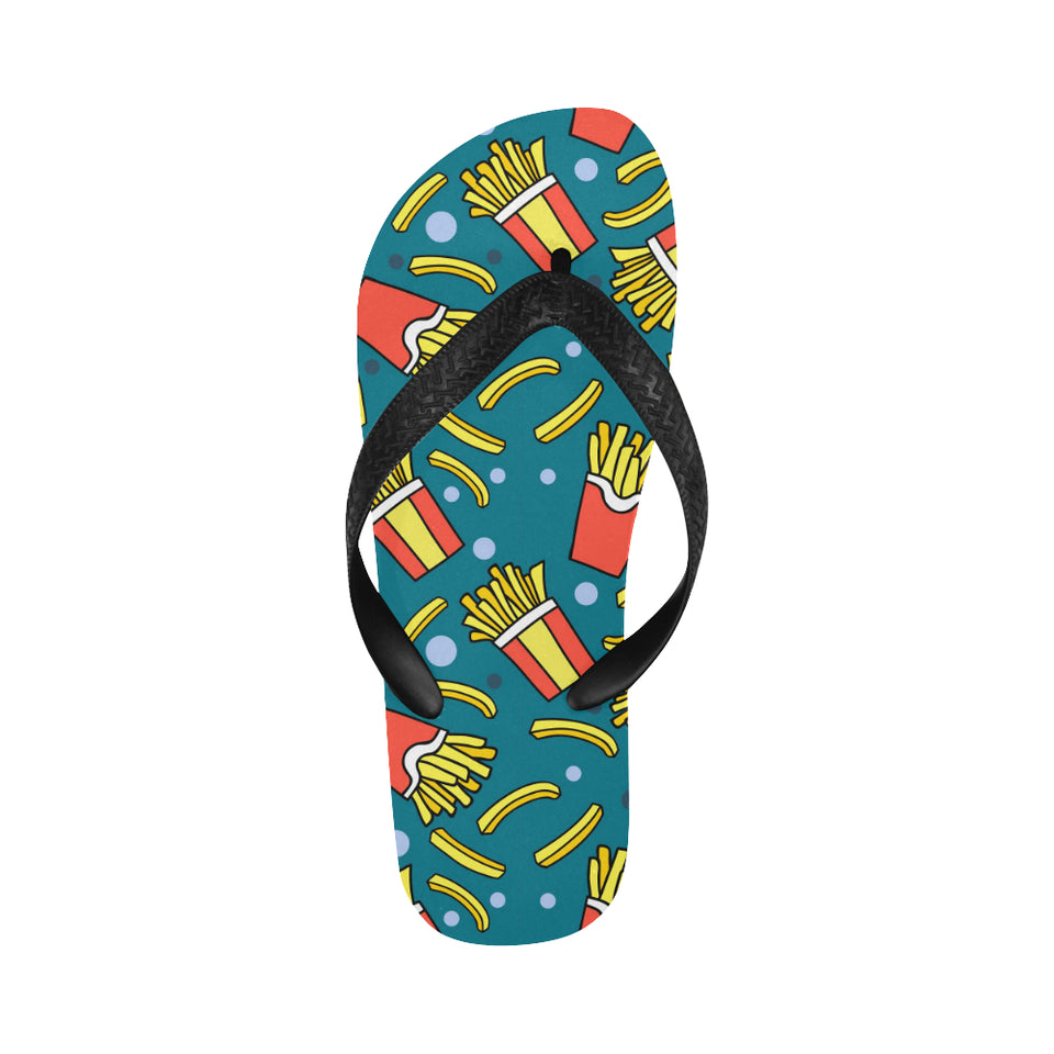 French fries red paper box pattern Unisex Flip Flops