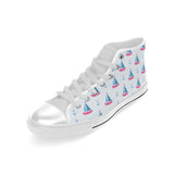 Sailboat anchor pattern Men's High Top Canvas Shoes White