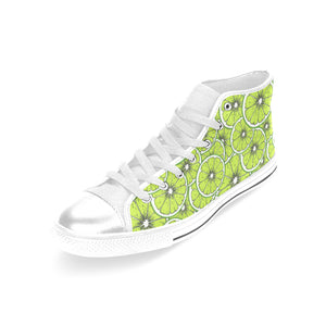Slices of Lime design pattern Women's High Top Canvas Shoes White