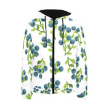 blueberry white background Men's Padded Hooded Jacket
