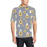 Cute hamster sunflower pattern background Men's All Over Print Polo Shirt