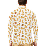 Golden Retriever Pattern Print Design 05 Men's Long Sleeve Polo Shirt