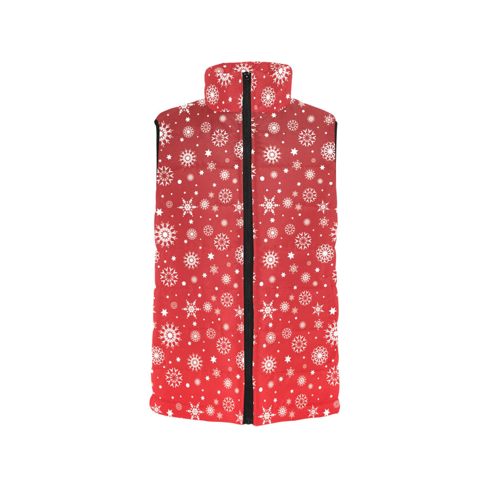 Snowflake pattern red background Women's Padded Vest