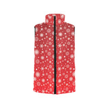 Snowflake pattern red background Women's Padded Vest