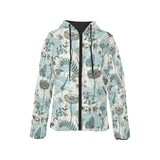 Dragonfly Butterfly Plants insect flower vintage s Women's Padded Hooded Jacket