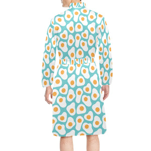 Fried Eggs Pattern Print Design 04 Men's Long Sleeve Belted Night Robe
