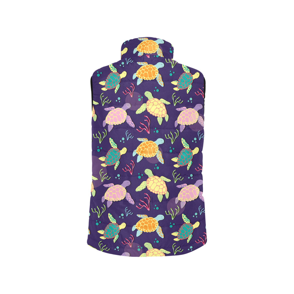 Colorful sea turtle pattern Women's Padded Vest