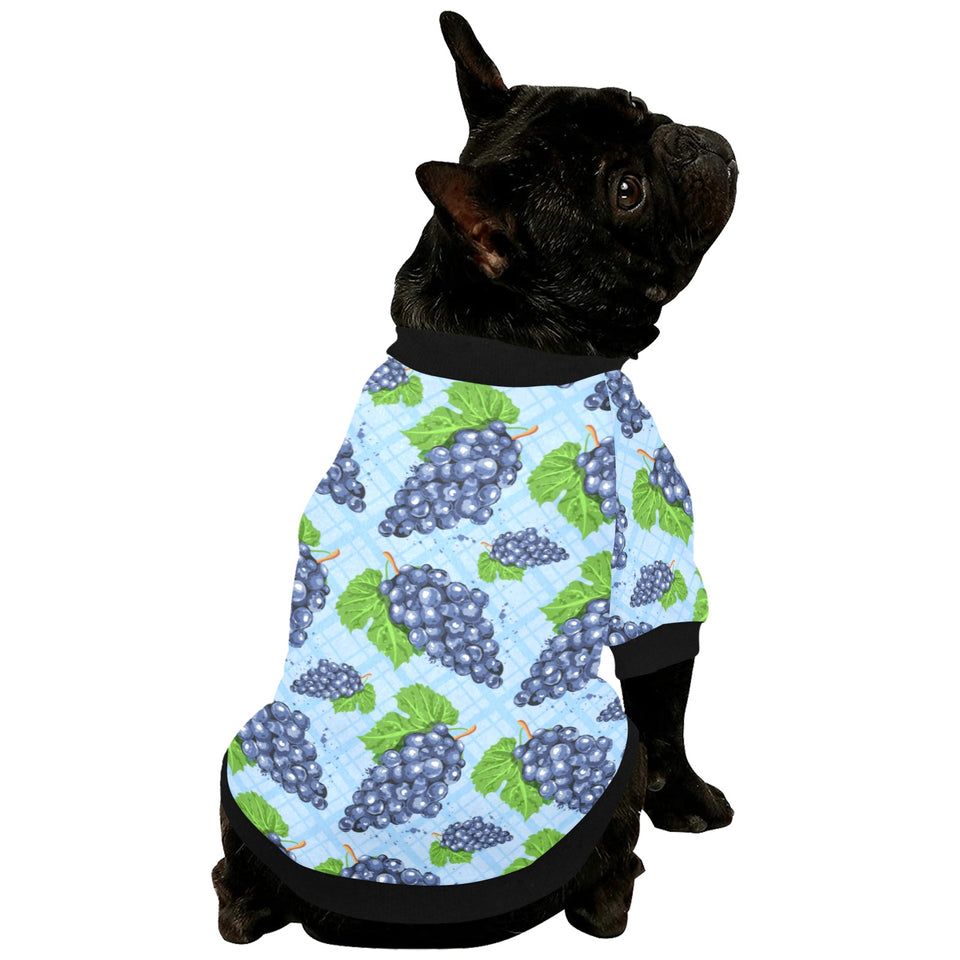Watercolor grape pattern All Over Print Pet Dog Round Neck Fuzzy Shirt