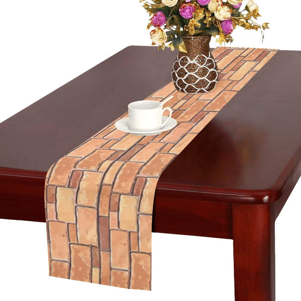 Brick Printed Pattern Print Design 04 Table Runner