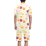 Onion garlic white red pattern Men's V-Neck Short Pajama Set