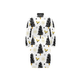 Christmas tree holly snow star pattern Men's Long Sleeve Belted Night Robe