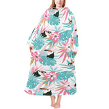 Toucan tropical flower leave pattern Blanket Robe with Sleeves