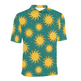 Sun green background Men's All Over Print Polo Shirt
