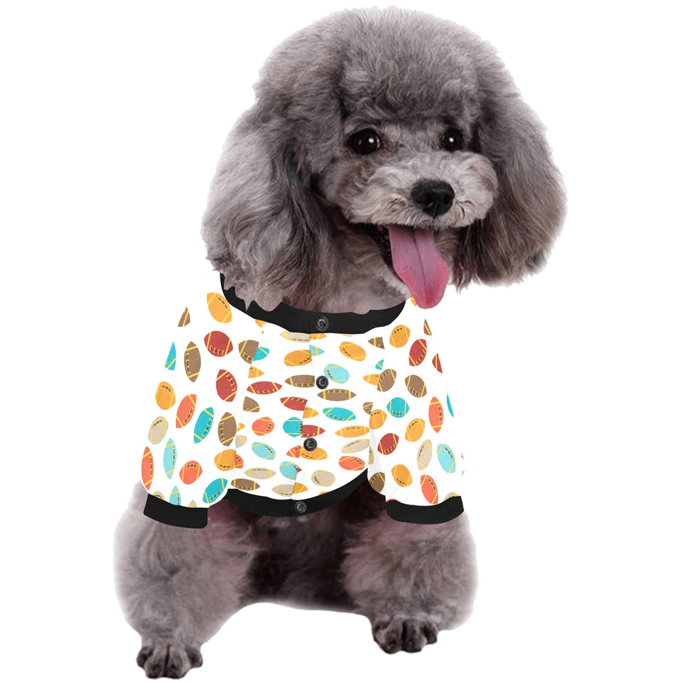 Colorful american football ball pattern All Over Print Pet Dog Round Neck Fuzzy Shirt