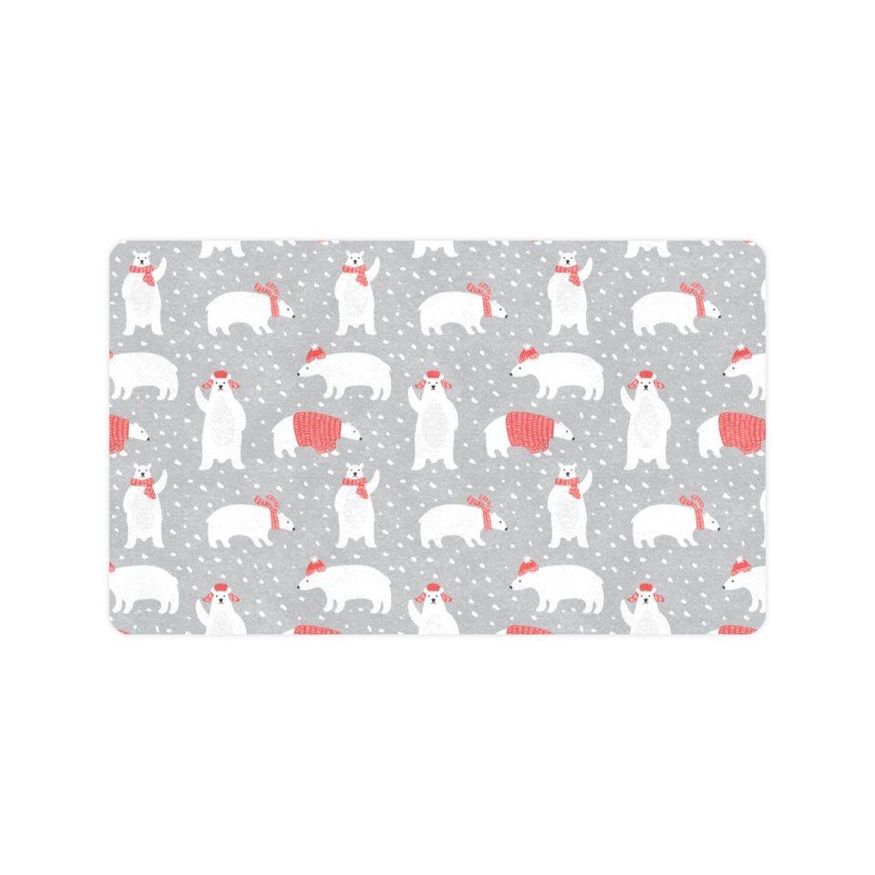 Cute polar bear christmas snow pattern Doormat